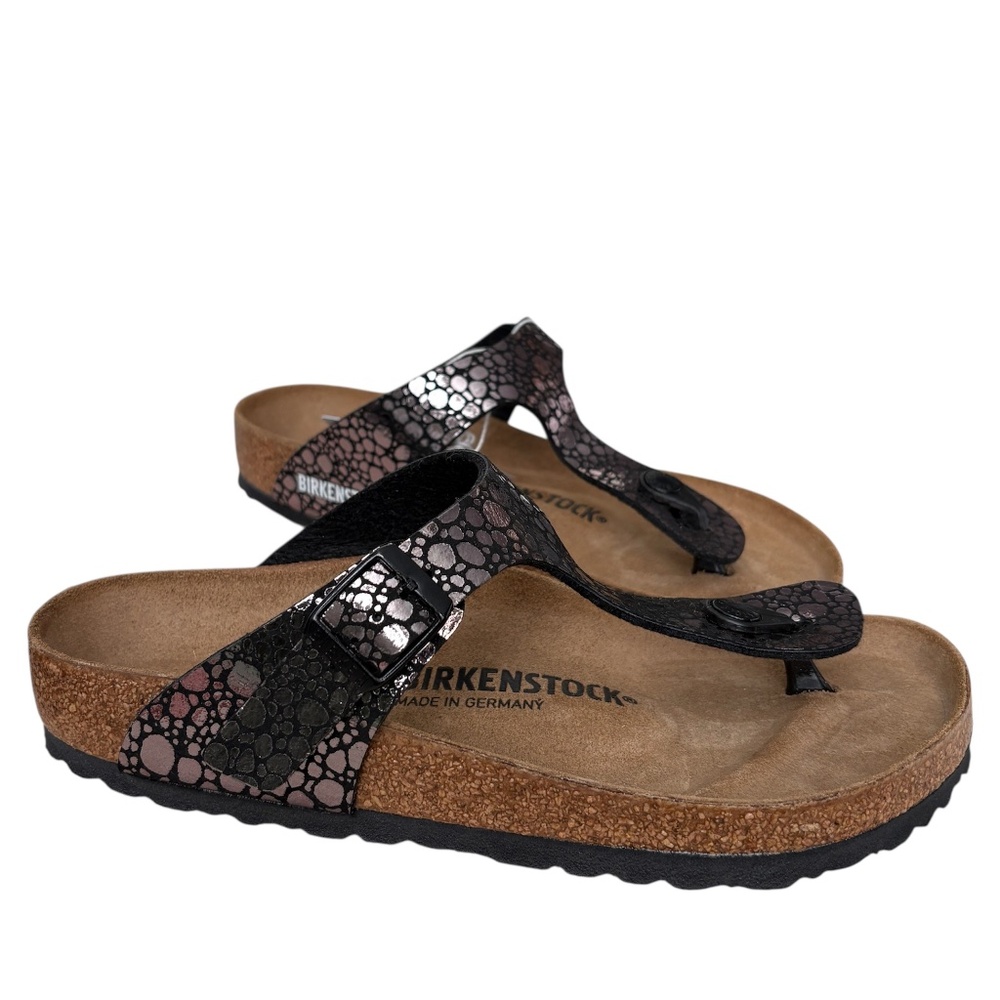 Birkenstock Gizeh Birko-Flor Metallic Stones Black Thong Sandal Women's US 6